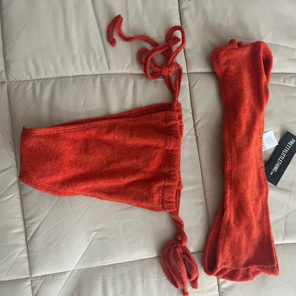 Coral terry cloth bikini - Picture 3 of 6